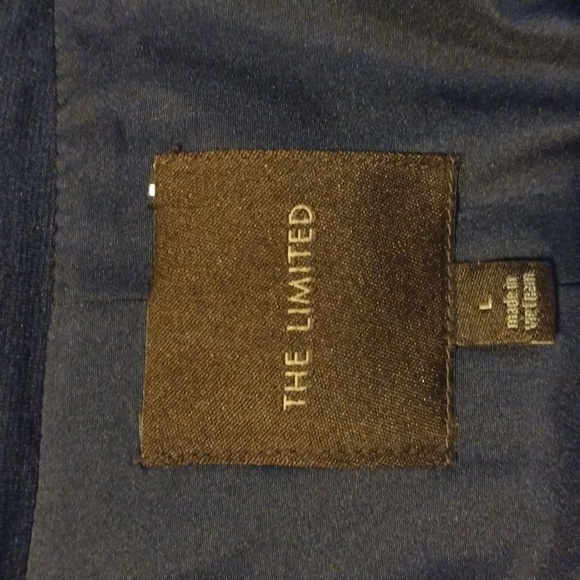 NWOT size L navy blue white striped lined stretch knit dress blazer jacket - Picture 7 of 10